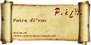Petre Áron névjegykártya